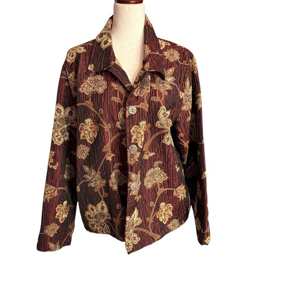 Vintage Tapestry Tantrums Collection Embroidered Jacket Pockets Buttons Size XL - Picture 1 of 7
